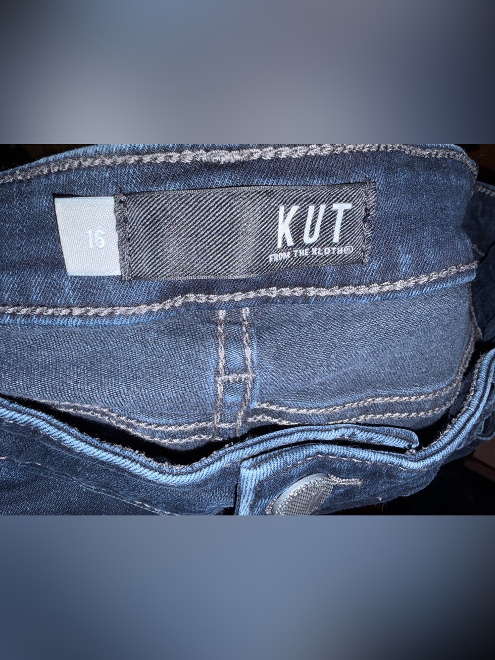 Kut from the Kloth Dark Blue Diana Fab Ab Skinny Jeans high rise nice! Size 16 - Picture 3 of 14